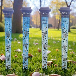 Dandelion Garden Peace Pole Hand Painted w/ Solar Light Cap
